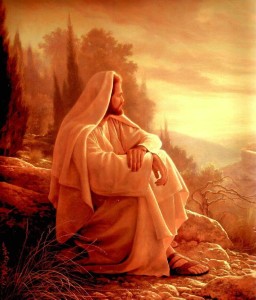 Jesús sentado en una roca disfrutando su creación 
